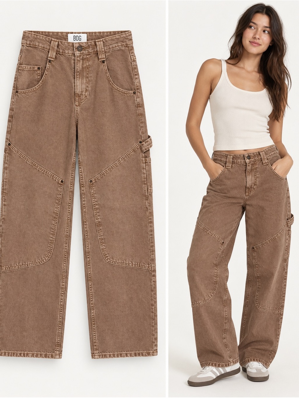 BDG Wide-Leg Carpenter Jeans in Brown